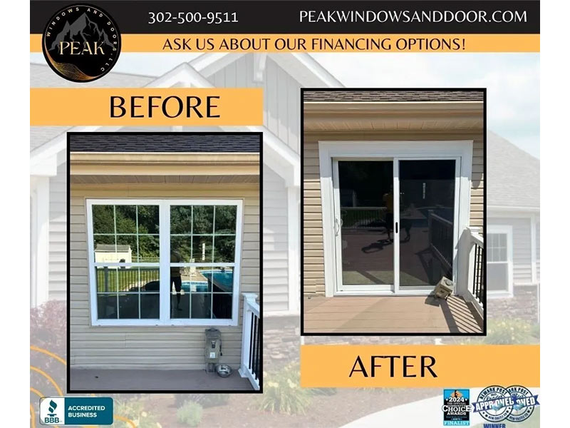 Before and after patio door replacement