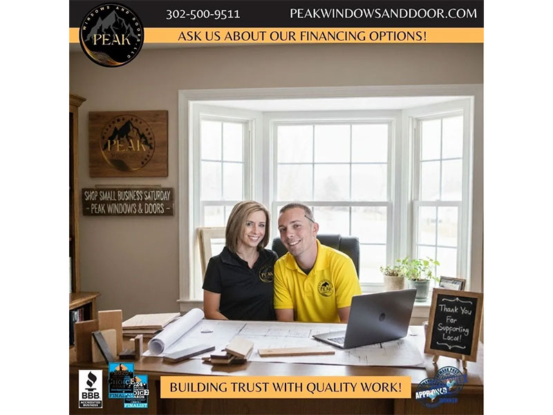 Office workspace with large windows