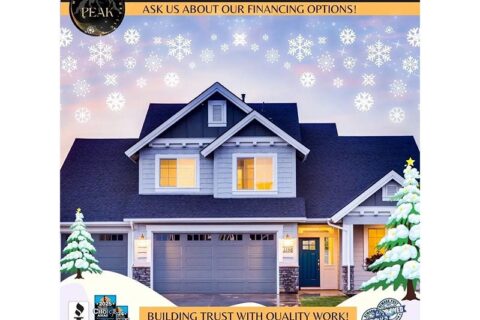 Winter home exterior with snow